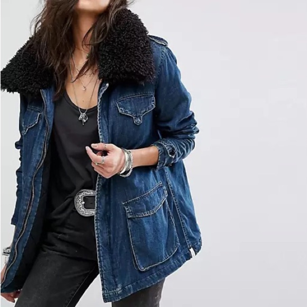 Free People One Teaspoon long line denim jacket